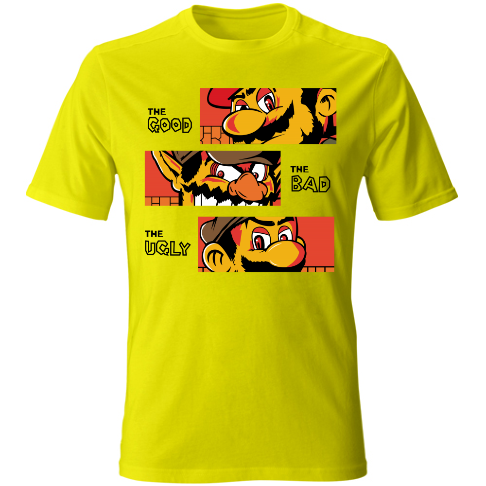 T-SHIRT UNISEX ADULTI E BAMBINI  MARIO GOOD BAD UGLY