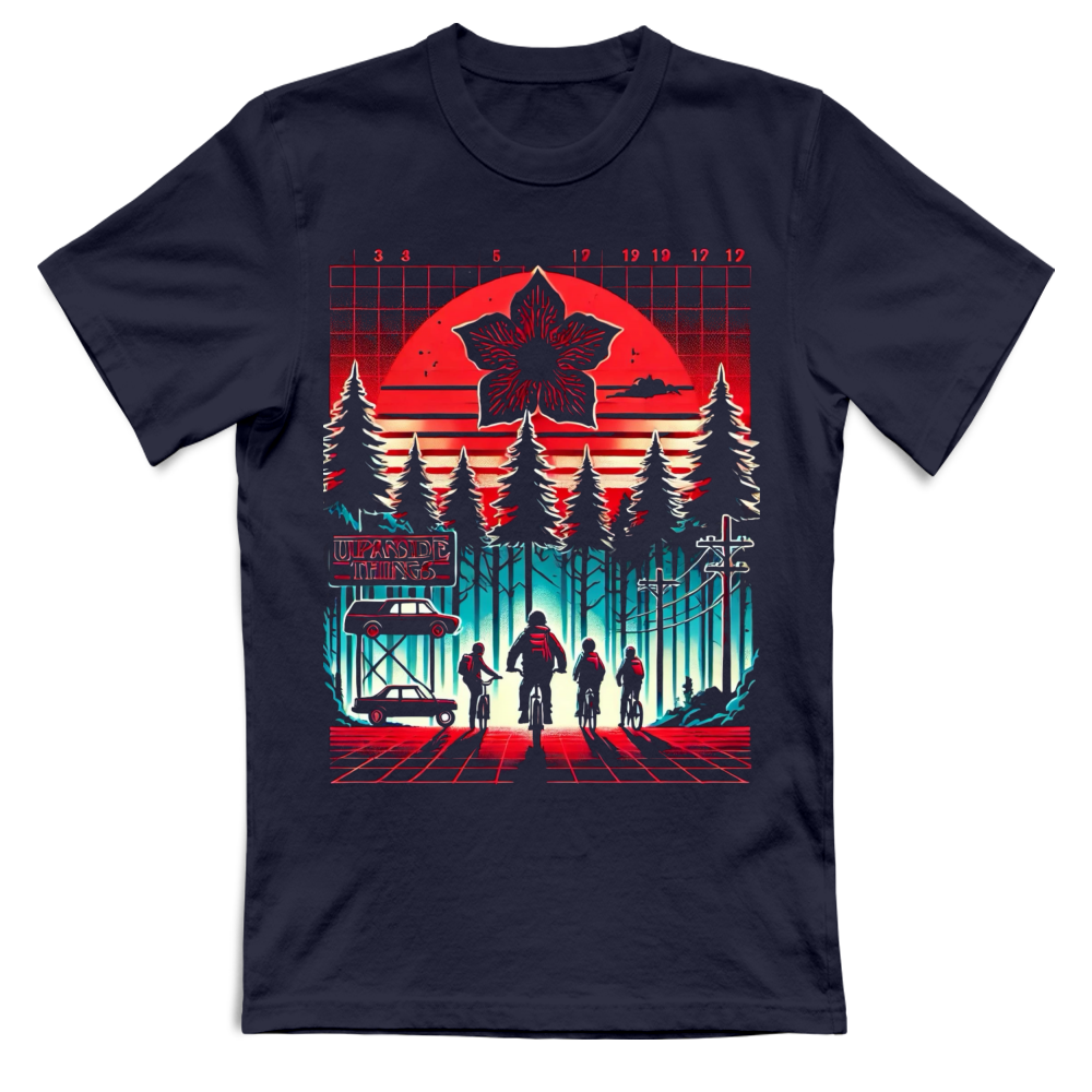 T-Shirt Unisex Adulti e Bambini Stranger Things Bike To Upside Down