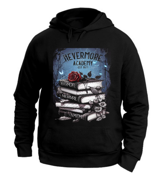 FELPA CON CAPPUCCIO UNISEX ADULTI E BAMBINI NEVERMORE ACADEMY