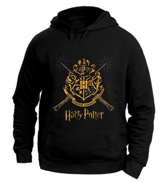 FELPA CON CAPPUCCIO UNISEX ADULTI E BAMBINI HOGWARTS GOLD