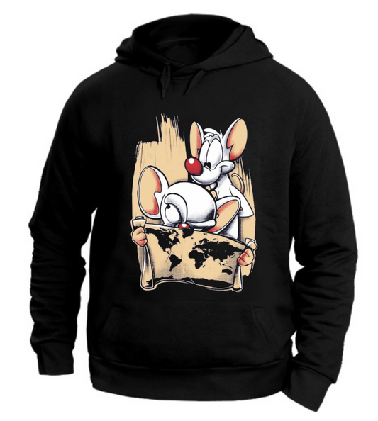 FELPA CON CAPPUCCIO UNISEX ADULTI E BAMBINI PINKY AND THE BRAIN