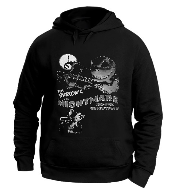 FELPA CON CAPPUCCIO UNISEX ADULTI E BAMBINI DOTTOR FINKLESTEIN JACK SKELETRON