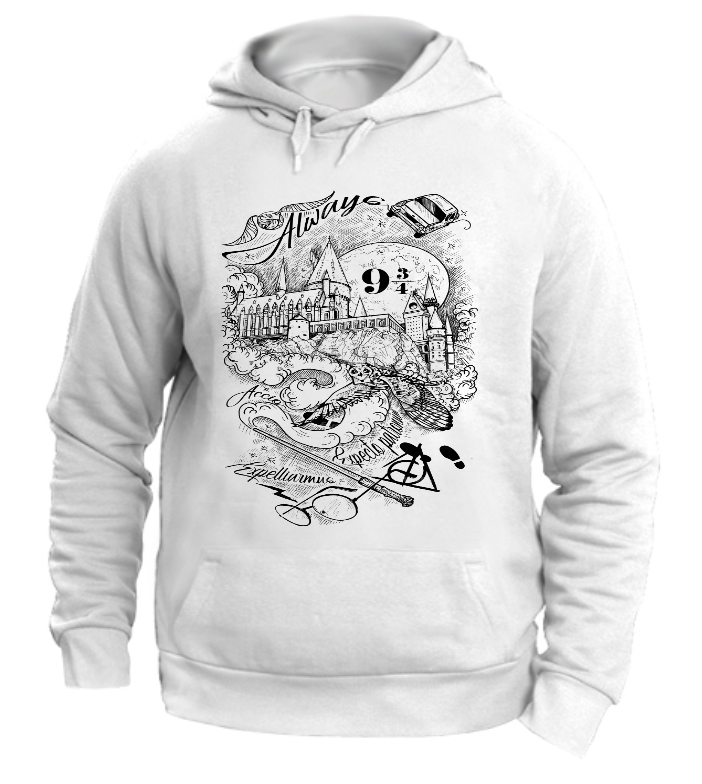 FELPA CON CAPPUCCIO UNISEX ADULTI E BAMBINI HOGWARTS