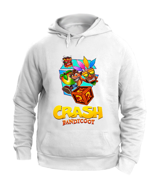 FELPA CON CAPPUCCIO UNISEX ADULTI E BAMBINI CRASH BANDICOOT
