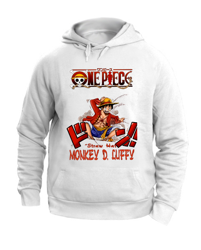 FELPA CON CAPPUCCIO UNISEX ADULTI E BAMBINI MONKEY D. LUFFY