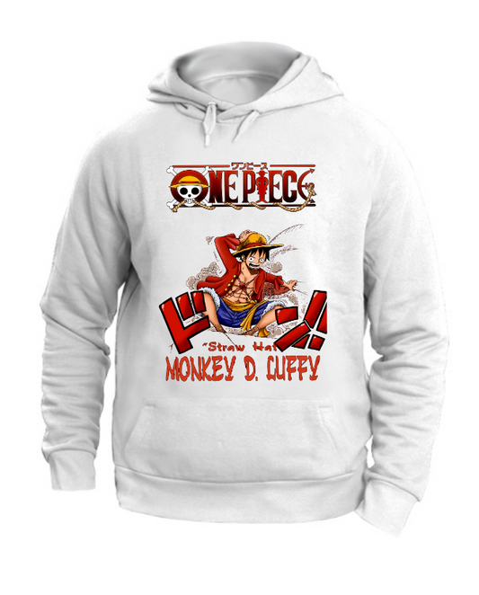 FELPA CON CAPPUCCIO UNISEX ADULTI E BAMBINI MONKEY D. LUFFY