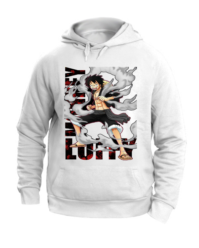 FELPA CON CAPPUCCIO UNISEX ADULTI E BAMBINI  LUFFY
