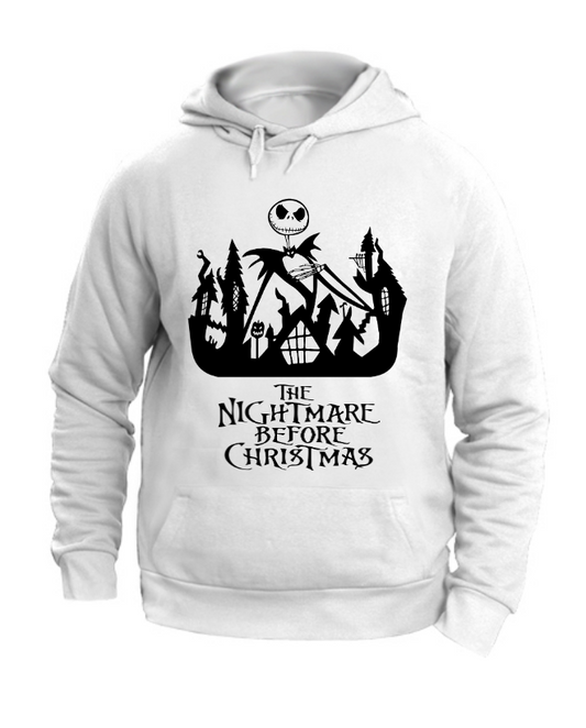 FELPA CON CAPPUCCIO UNISEX ADULTI E BAMBINI HALLOWEEN VILLAGE JACK SKELETRON