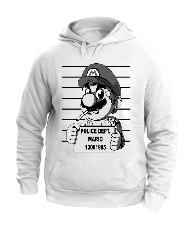 FELPA CON CAPPUCCIO UNISEX ADULTI E BAMBINI MARIO WANTED