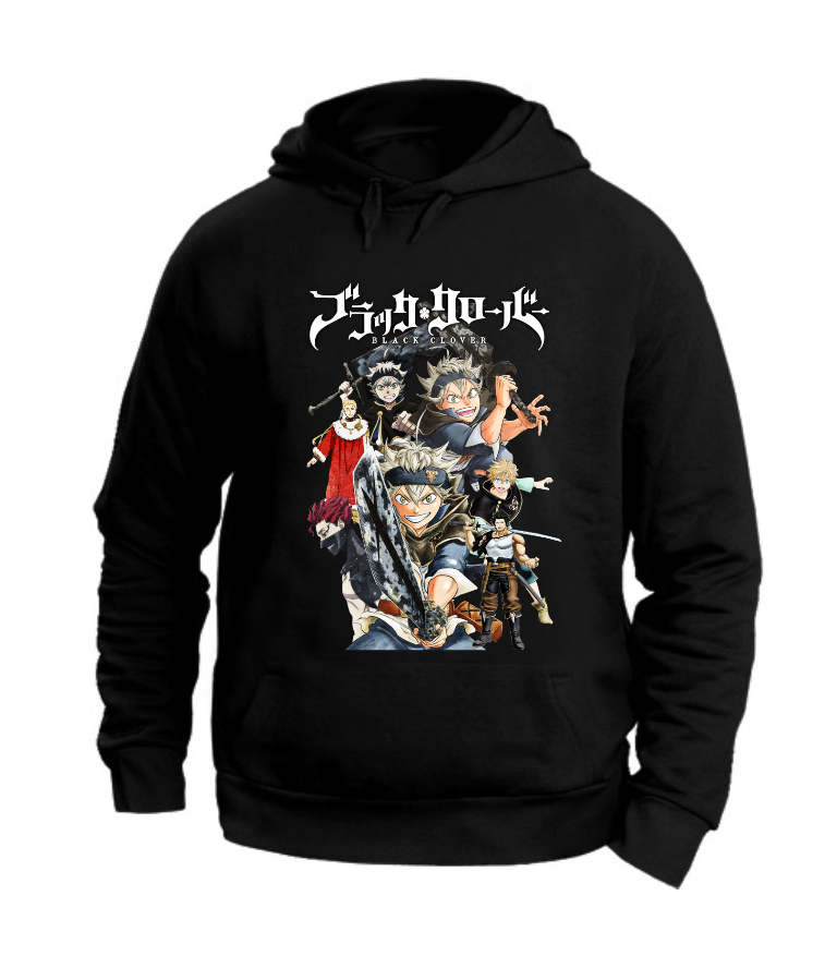 FELPA CON CAPPUCCIO UNISEX ADULTI E BAMBINI BLACK CLOVER