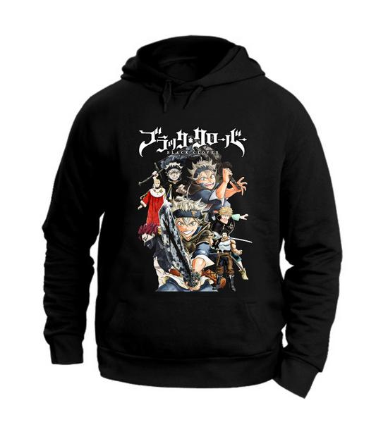 FELPA CON CAPPUCCIO UNISEX ADULTI E BAMBINI BLACK CLOVER