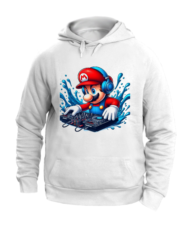 FELPA CON CAPPUCCIO UNISEX ADULTI E BAMBINI MARIO DJ