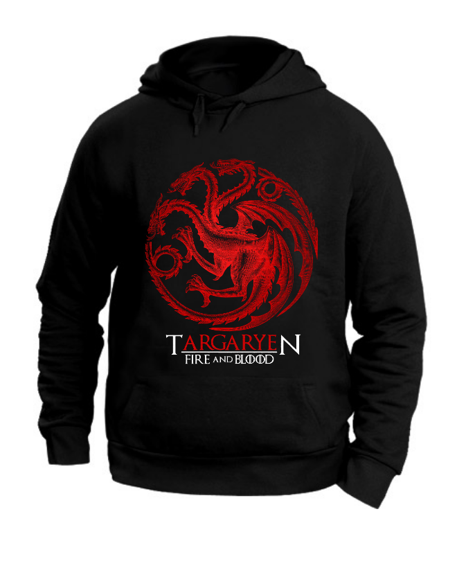 FELPA CON CAPPUCCIO UNISEX ADULTI E BAMBINI CASA TARGARYEN