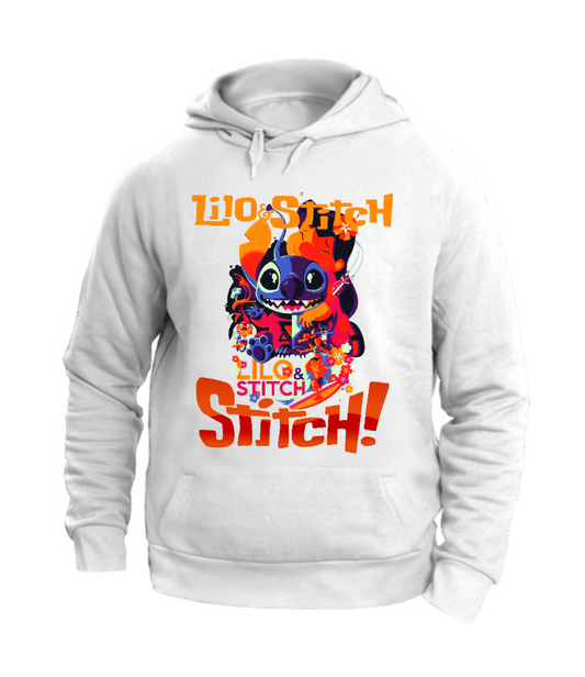 FELPA CON CAPPUCCIO UNISEX ADULTI E BAMBINI LILO & STITCH