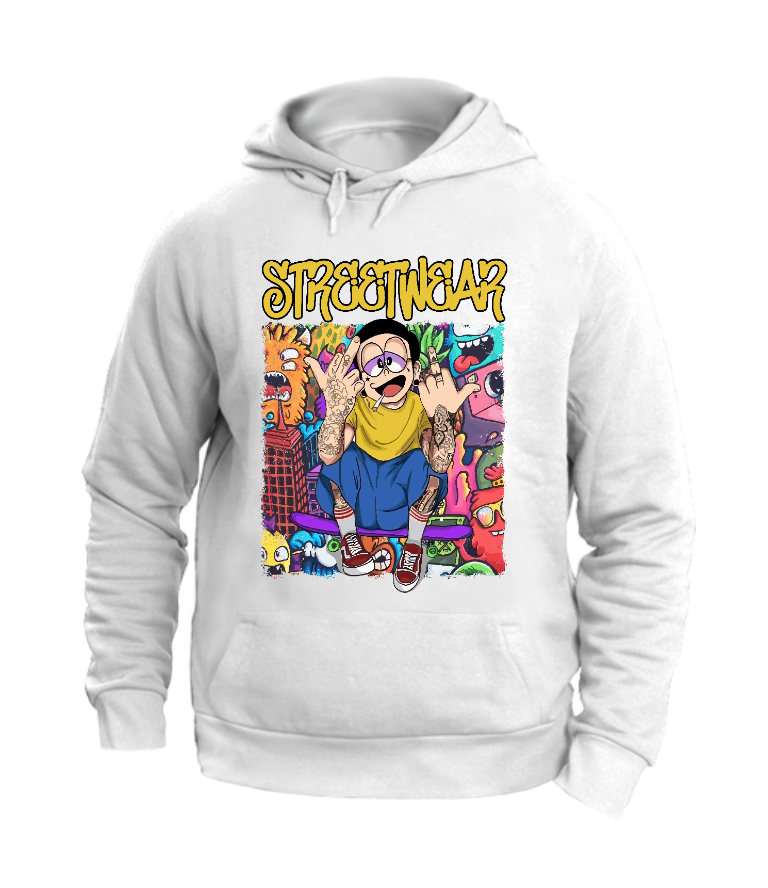 FELPA CON CAPPUCCIO UNISEX ADULTI E BAMBINI STREETWEAR