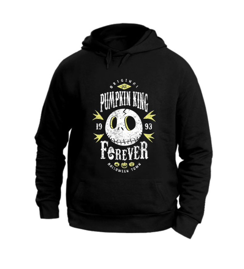 FELPA CON CAPPUCCIO UNISEX ADULTI E BAMBINI PUMPKIN JACK SKELETRON