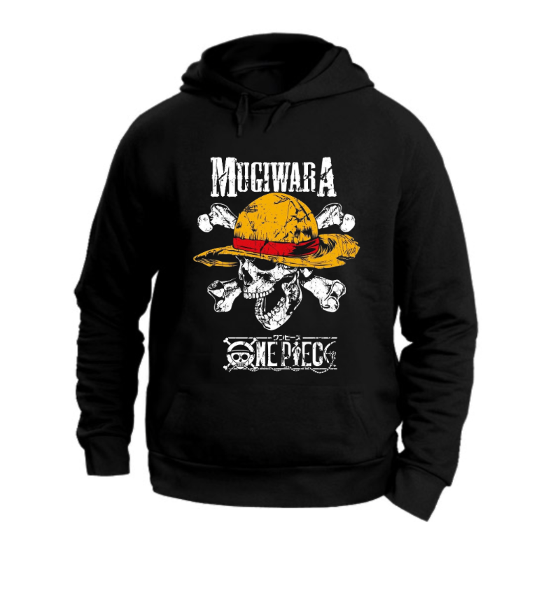FELPA CON CAPPUCCIO UNISEX ADULTI E BAMBINI ONE PIECE SKULL