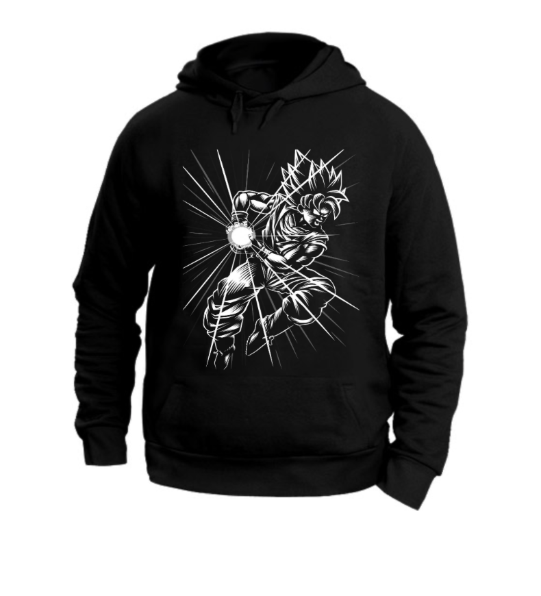 FELPA CON CAPPUCCIO UNISEX ADULTI E BAMBINI DRAGONBALL WHITE