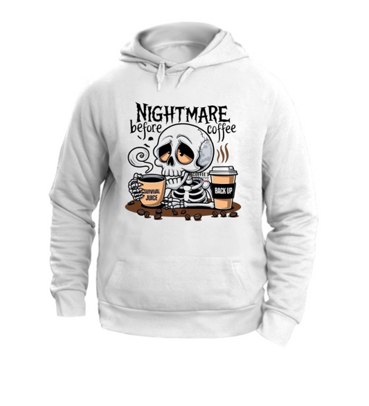 FELPA CON CAPPUCCIO UNISEX ADULTI E BAMBINI NIGHTMARE BEFORE COFFEE