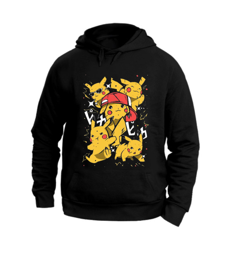 FELPA CON CAPPUCCIO UNISEX ADULTI E BAMBINI  PIKACHU
