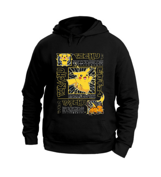 FELPA CON CAPPUCCIO UNISEX ADULTI E BAMBINI  PIKACHU STORY
